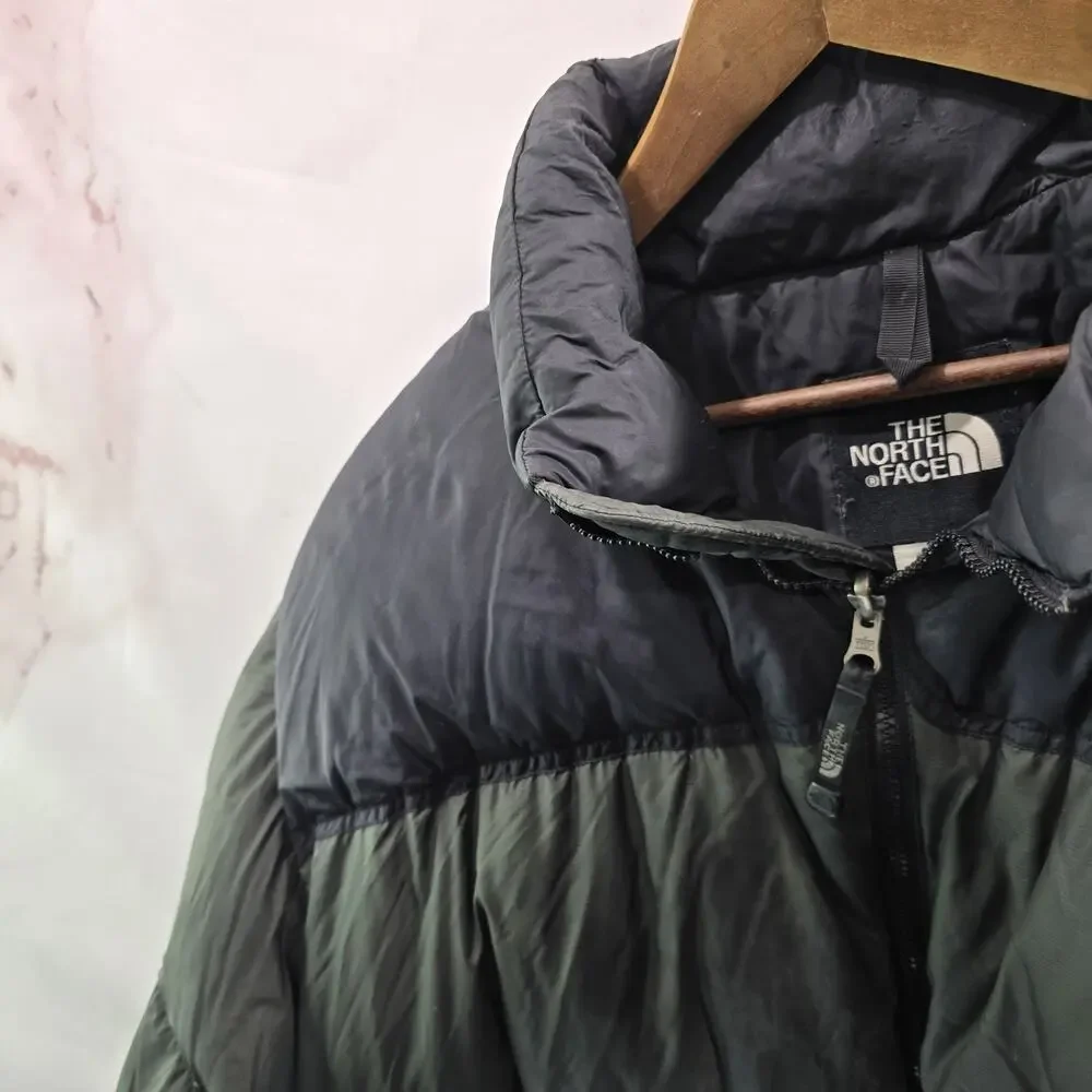 The North Face Jacket Mens 2XL Black Green Goose Down 700 FP Vtg Y2K Coat Nuptse